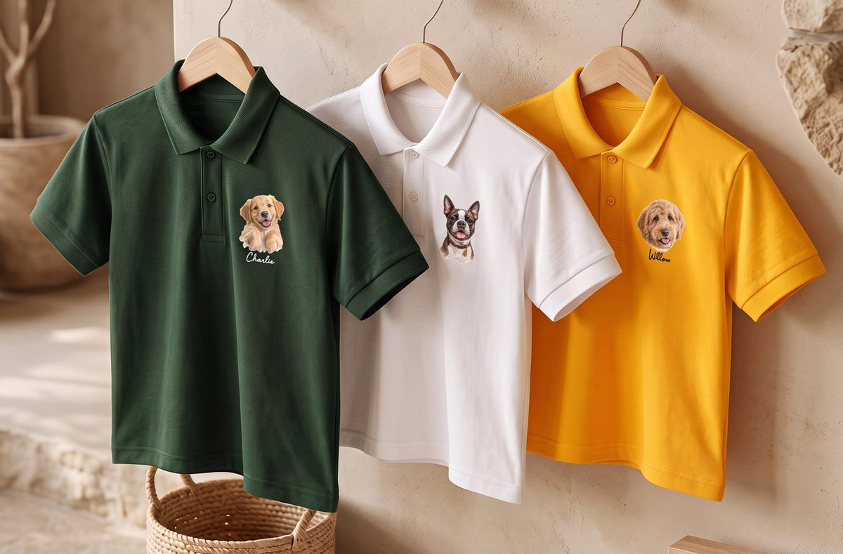 Custom Pet Polo Shirt, Youth DryBlend 6oz XL, Watercolor Portrait