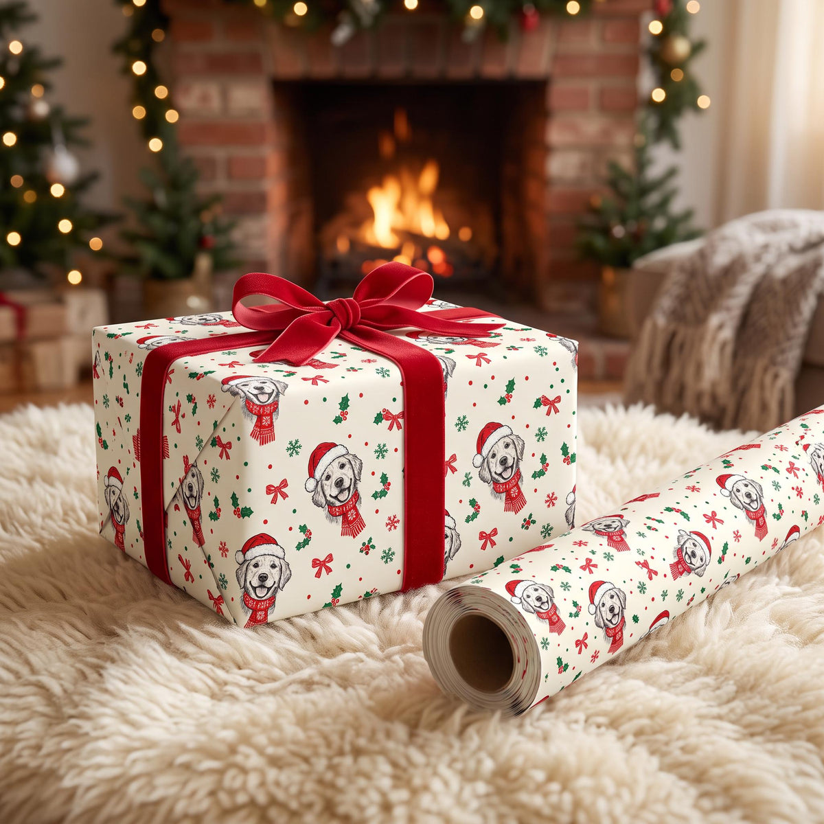 Custom Pet Wrapping Paper Personalized Christmas Wrap 30x72 Matte