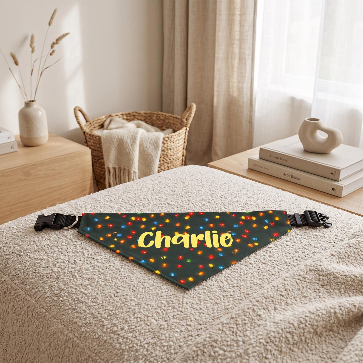 Personalized Christmas Dog Bandana', Custom Name Plaid Santa S-XL