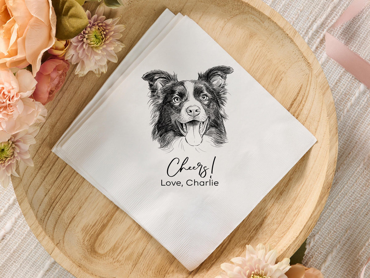 Custom Pet Cocktail Napkins, Dog Wedding Napkins, Custom cat Cocktail Napkins, Customized Pet Napkins, Custom Pet Portrait Wedding Napkins