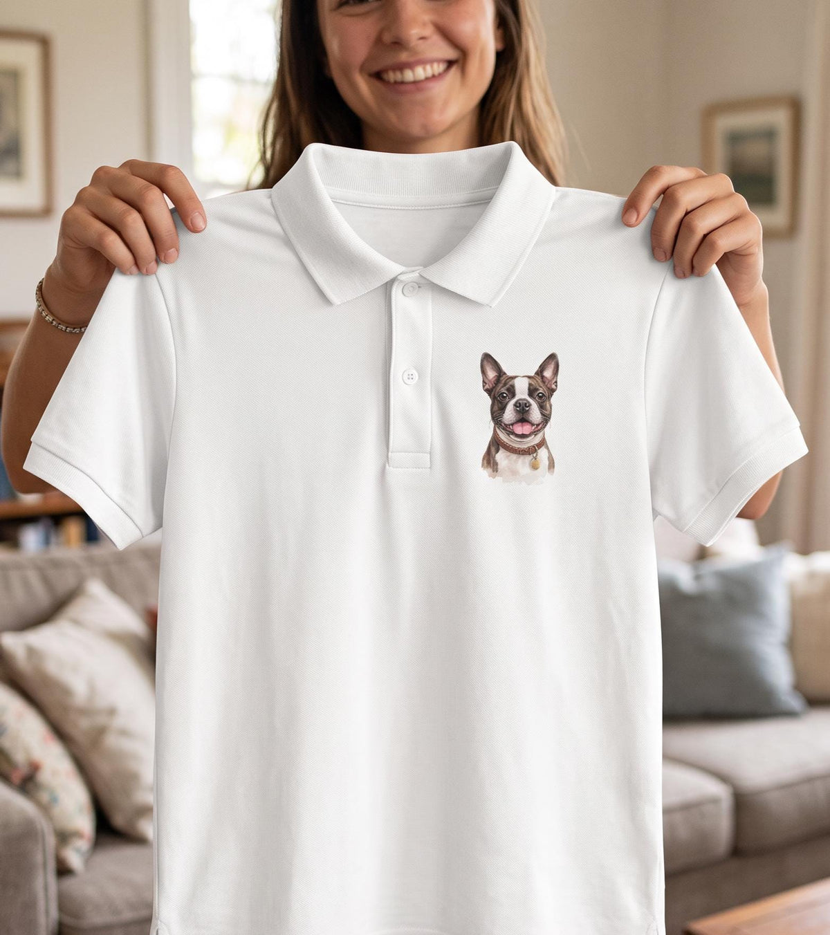 custom pet polo shirt, Youth Watercolor Portrait DryBlend Polo XL