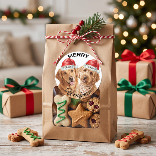 Custom Pet Christmas Stickers, Personalized 2x2 Vinyl Sheets Packs