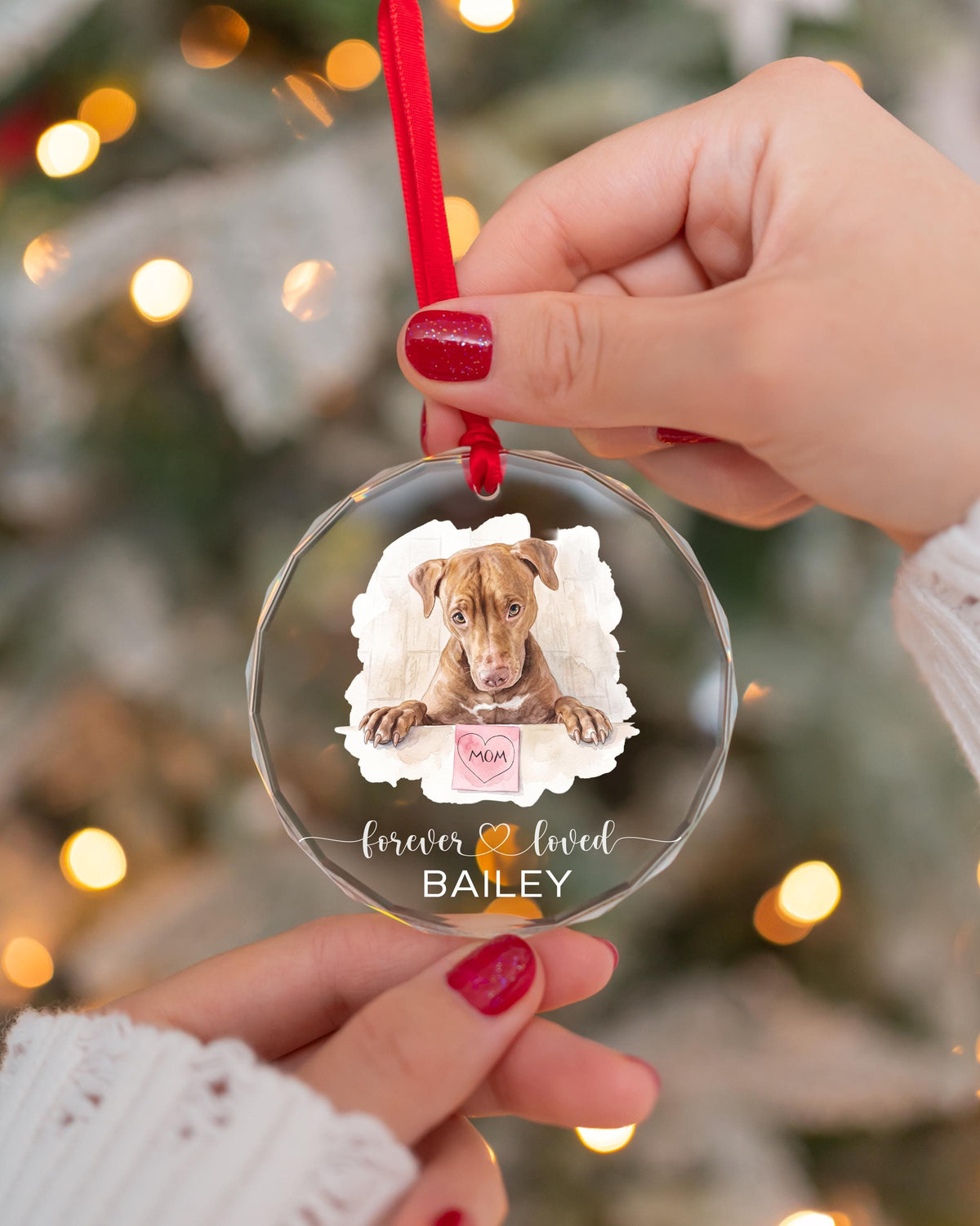 Custom Pet Memorial Ornament', Photo Watercolor Crystal & Ceramic