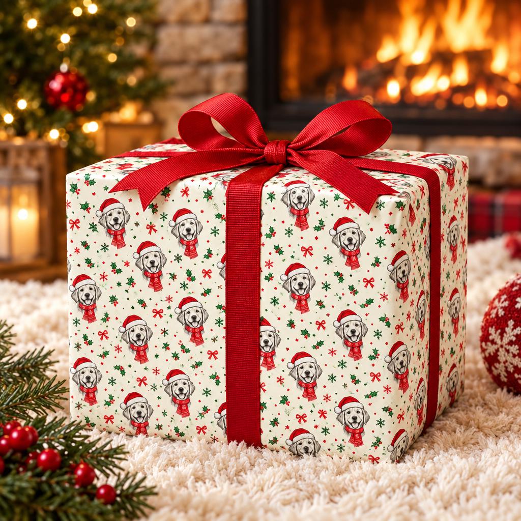 Custom Pet Wrapping Paper, Personalized Dog & Cat Christmas 30x72
