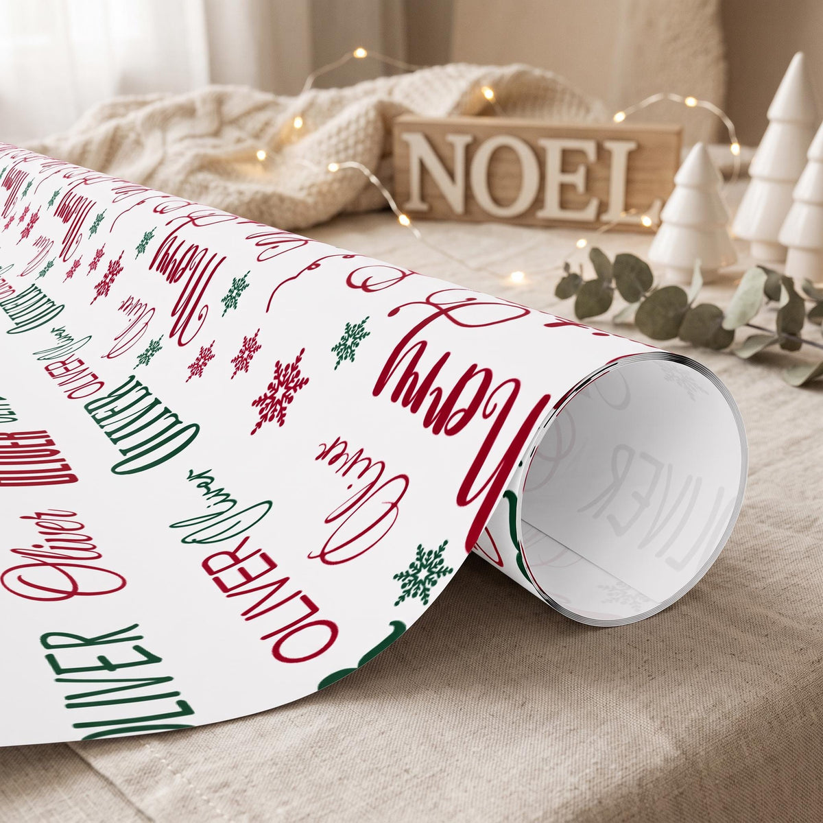 Personalized Wrapping Paper, Collage Name Custom Gift Wrap 30x36.