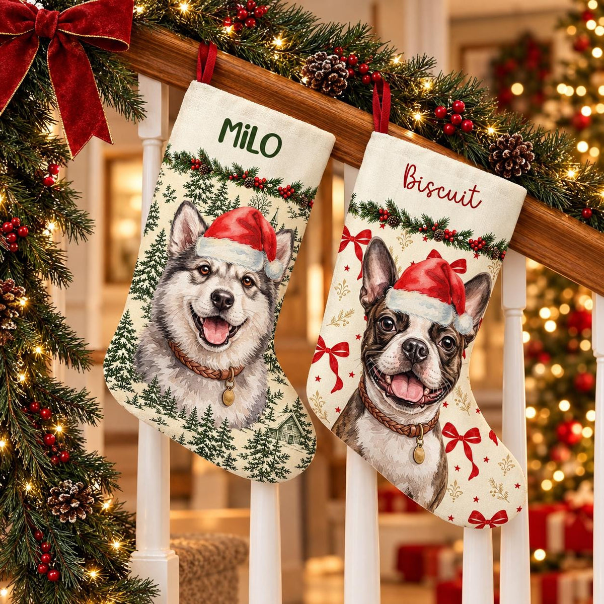 Custom Pet Photo Stocking, Personalized Dog Stocking, 18 Inch USA