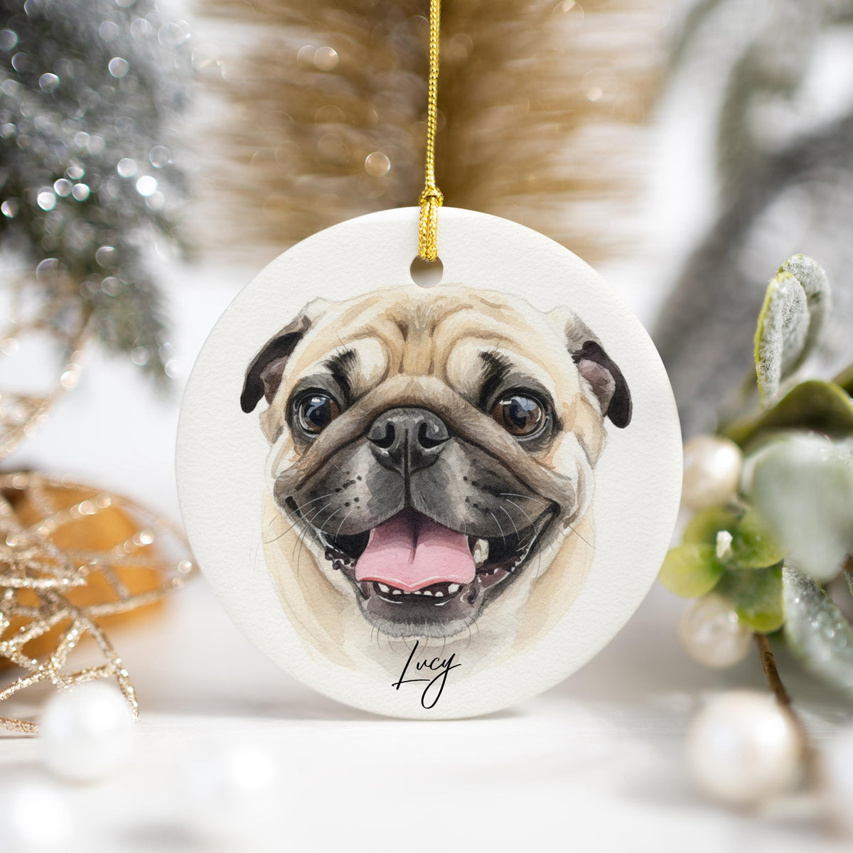 Custom Pet Photo Ornament, 3mm Porcelain Keepsake, Personalized++