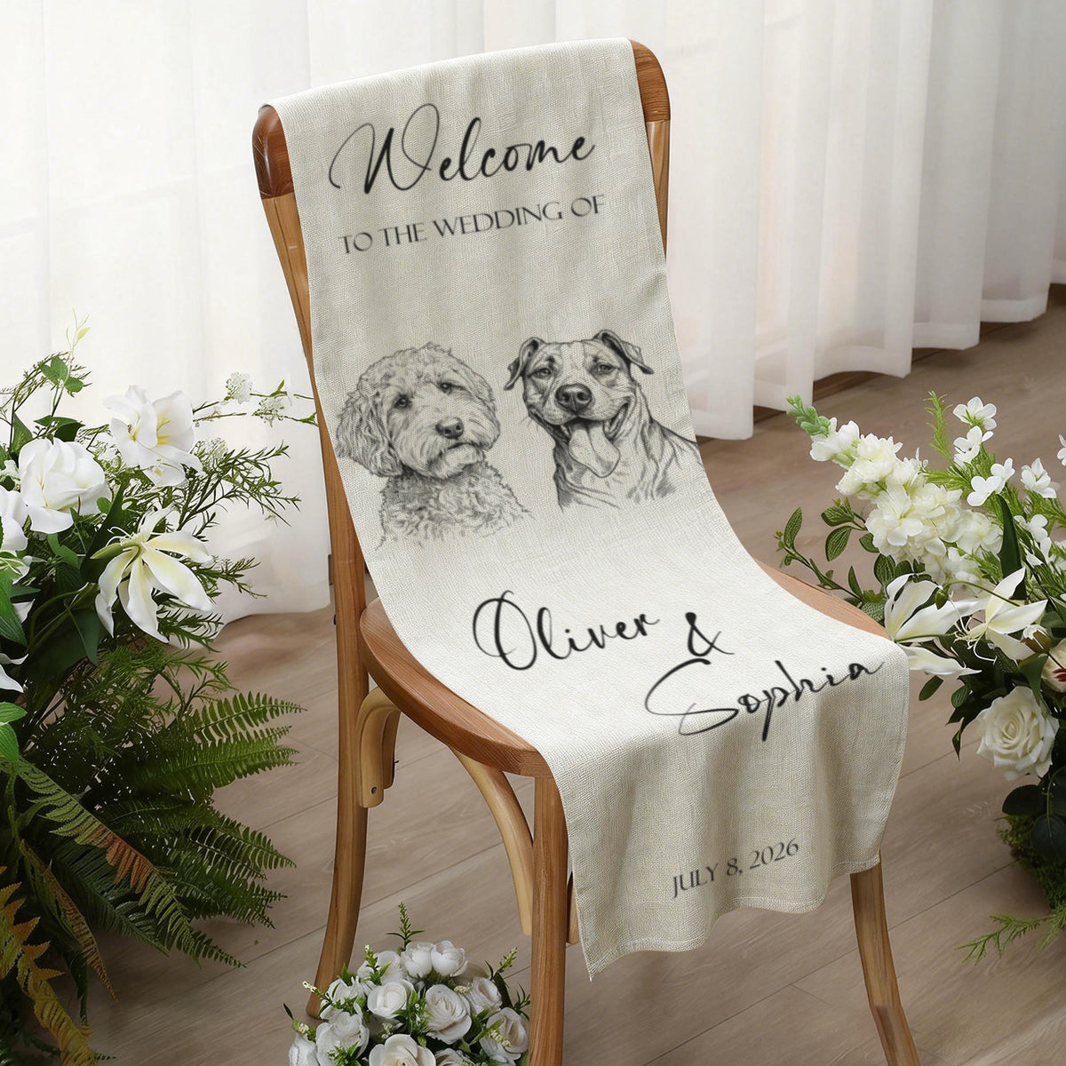 Custom Dog Welcome Wedding Sign banner