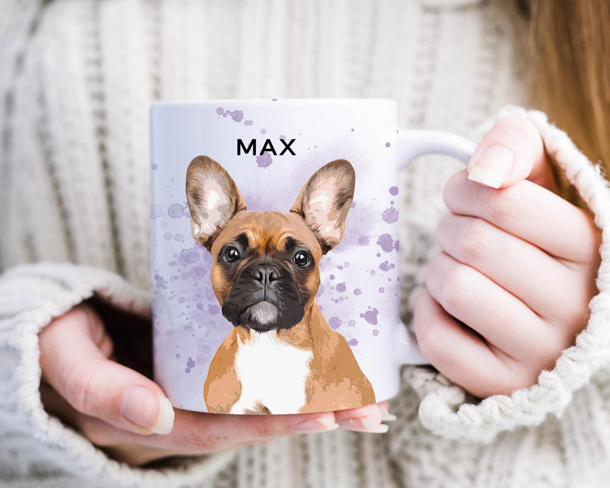 Custom Pet Portrait Mug, Watercolor Dog, 15oz XL Ceramic Mug Gift