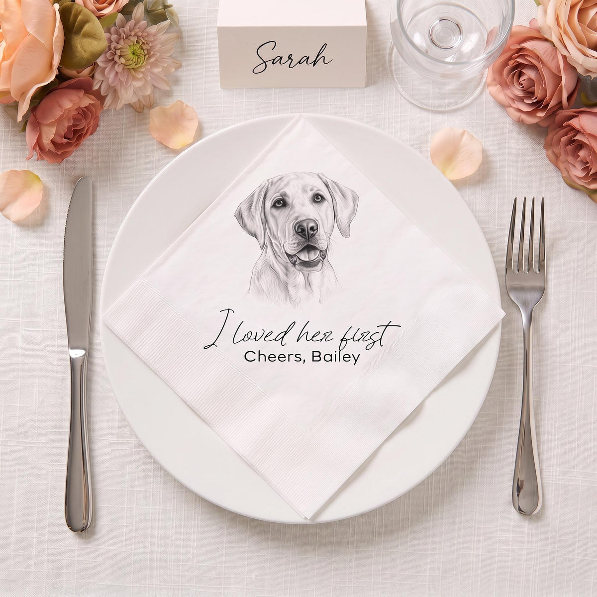 Custom pet cocktail napkins' Dog Sketch Napkins Wedding Bar Favors