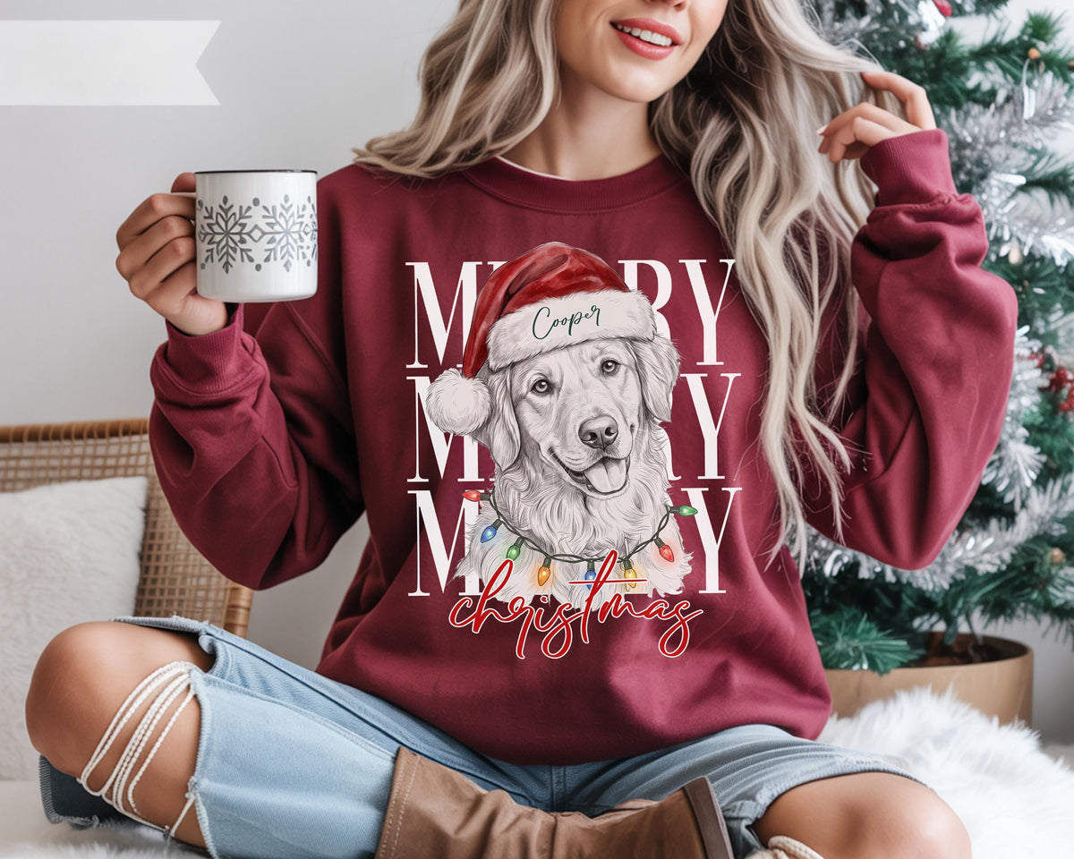 Custom Pet Christmas Sweatshirt', Personalized Photo Pet Portrait