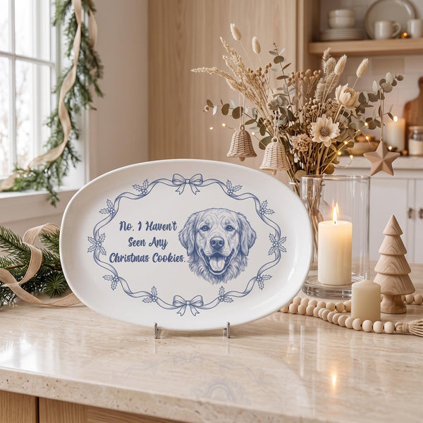 Custom Pet Christmas Plate Personalized Melamine Oval 13.9x9.96in