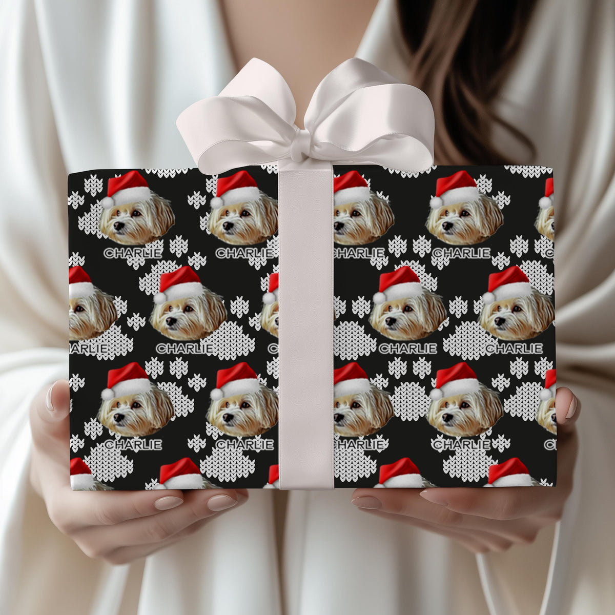Custom Dog Christmas Wrapping Paper, Knitted custom gift wrap, Personalized pet Wrapping Paper, Wrapping Pet Gift, Birthday Wrapping Paper