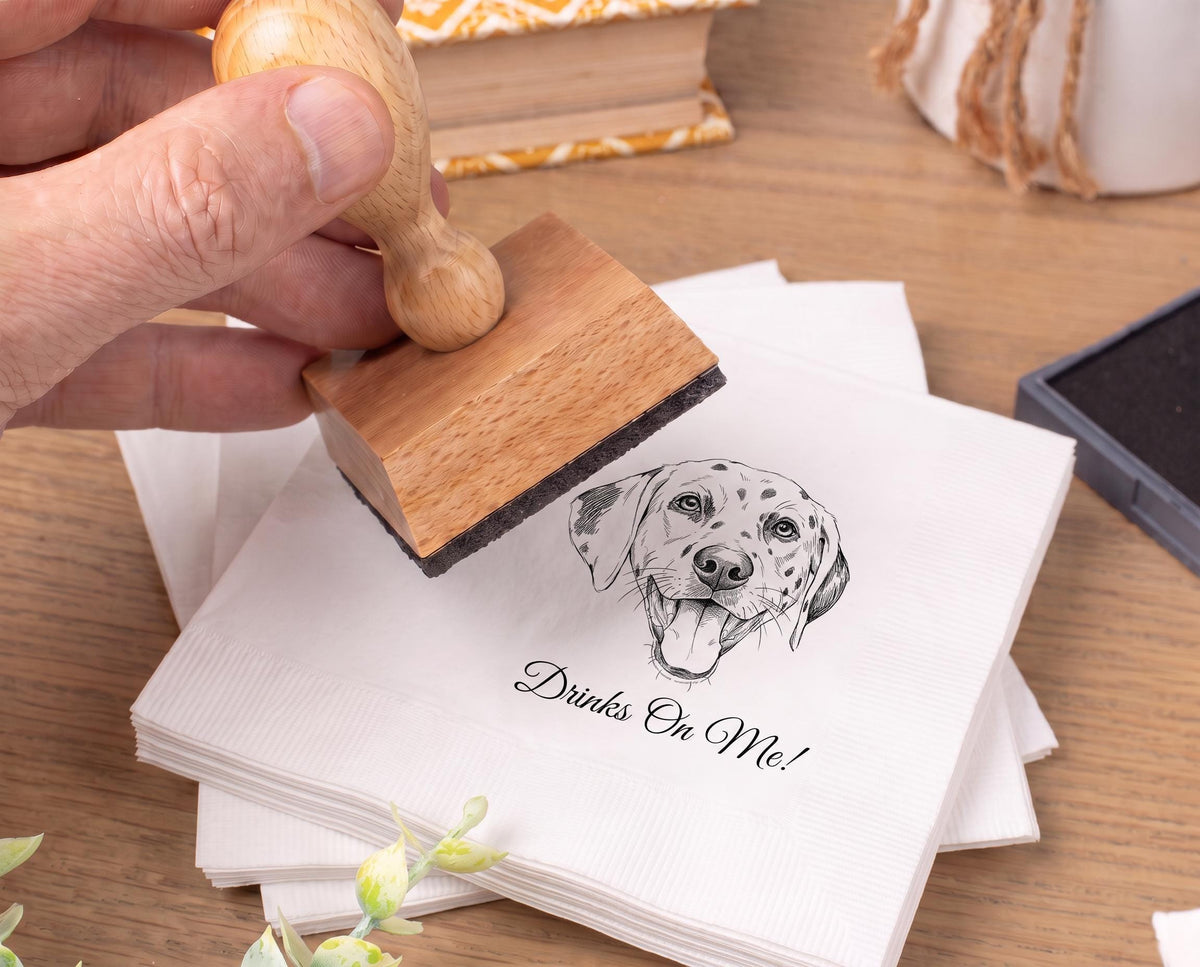 Custom Pet Stamp, Personalized Dog Face Stamp With Ink Pad 2"x2".