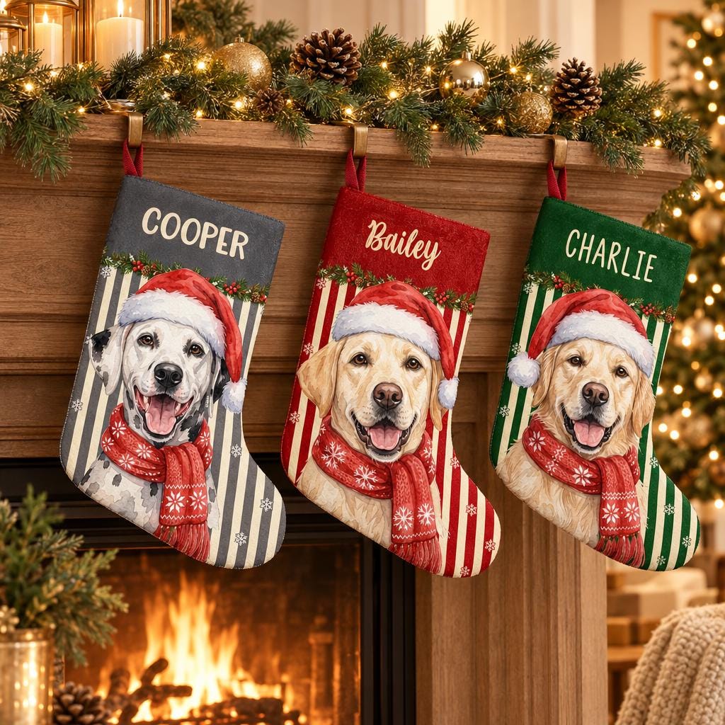 personalized pet christmas stocking, Dog Photo Portrait Stockings