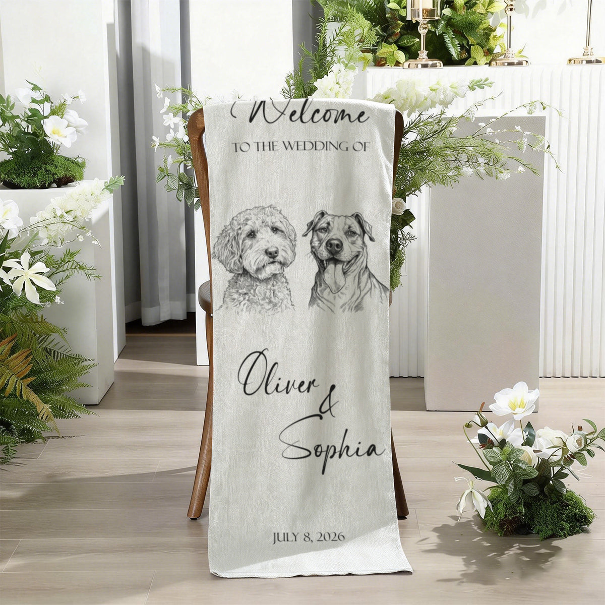 Custom Dog Welcome Wedding Sign banner