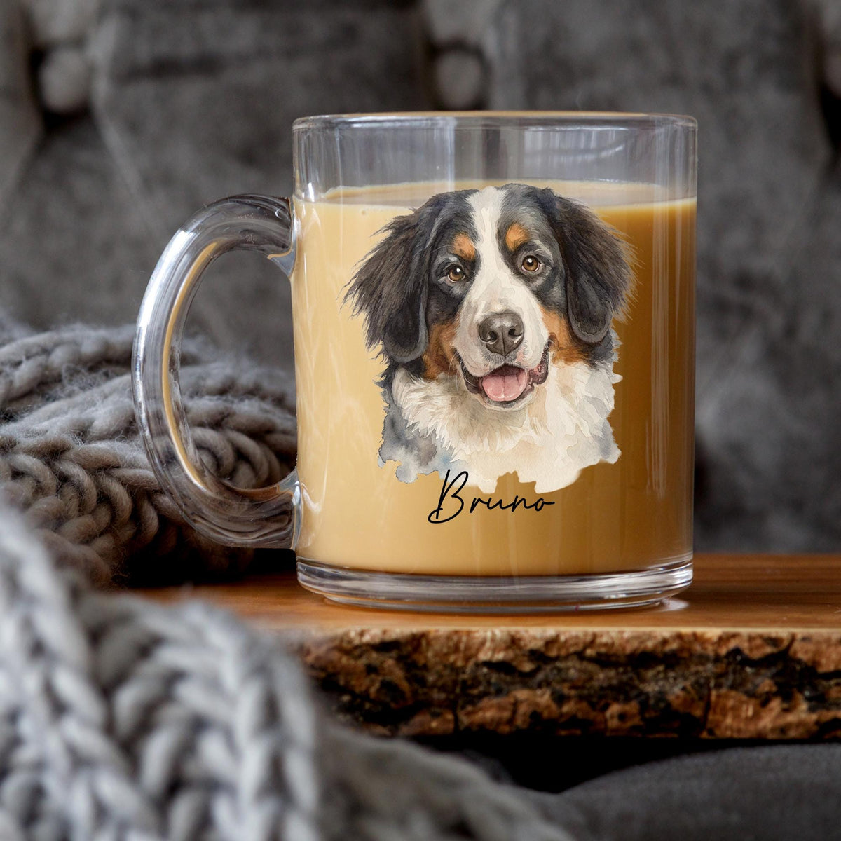 Custom Pet Glass Mug, Personalized 10oz Clear UV Pet Portrait Cup