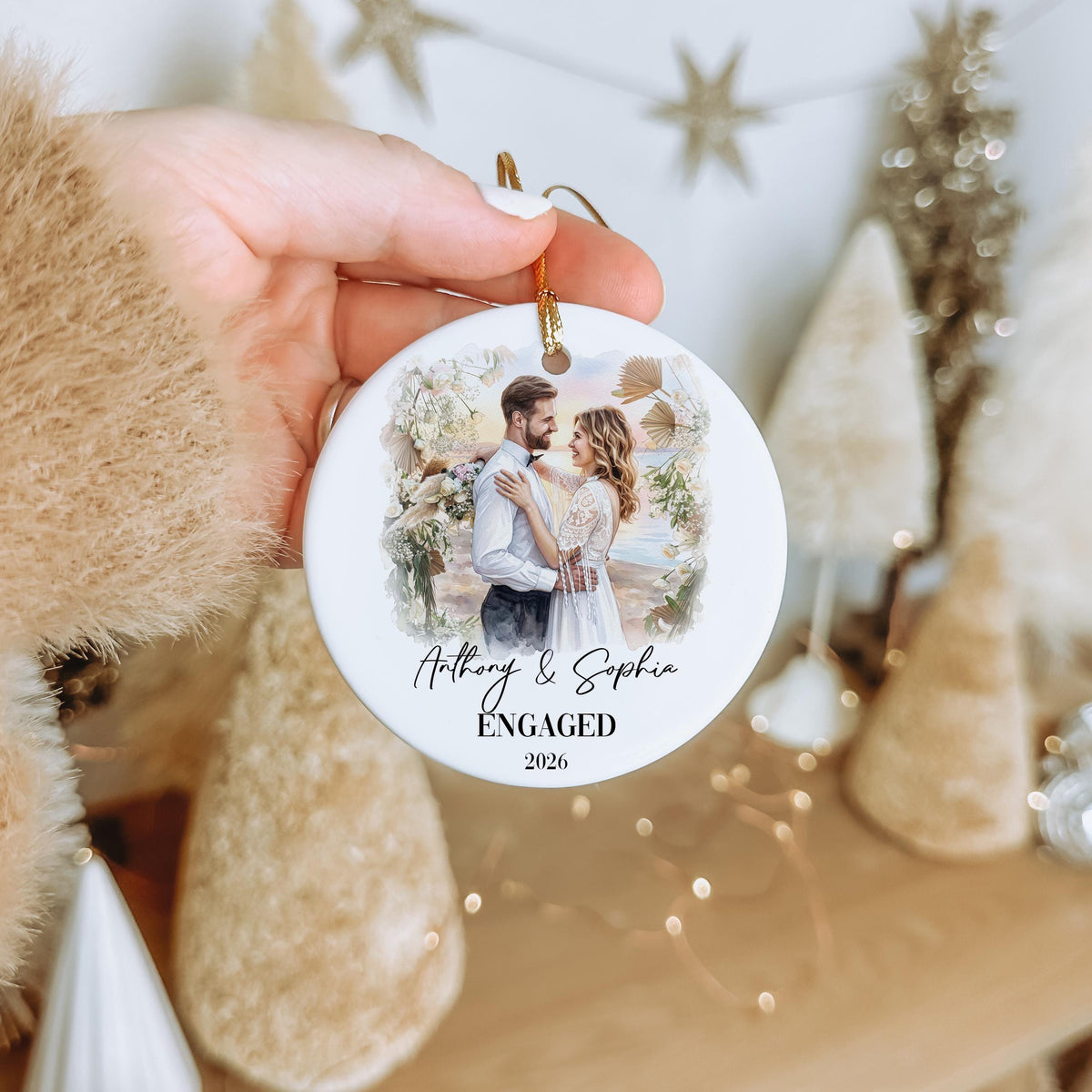 Custom Pet Ornament, Personalized Watercolor Photo, Ceramic Glass