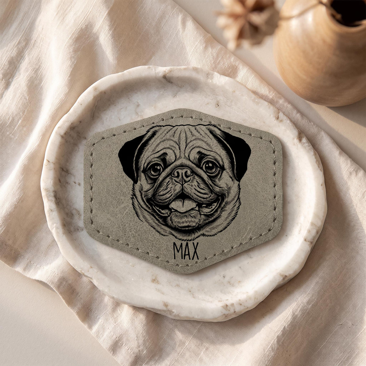 Custom Pet Photo Patch Laser Engraved Faux Leather 0.06" HeatSeal