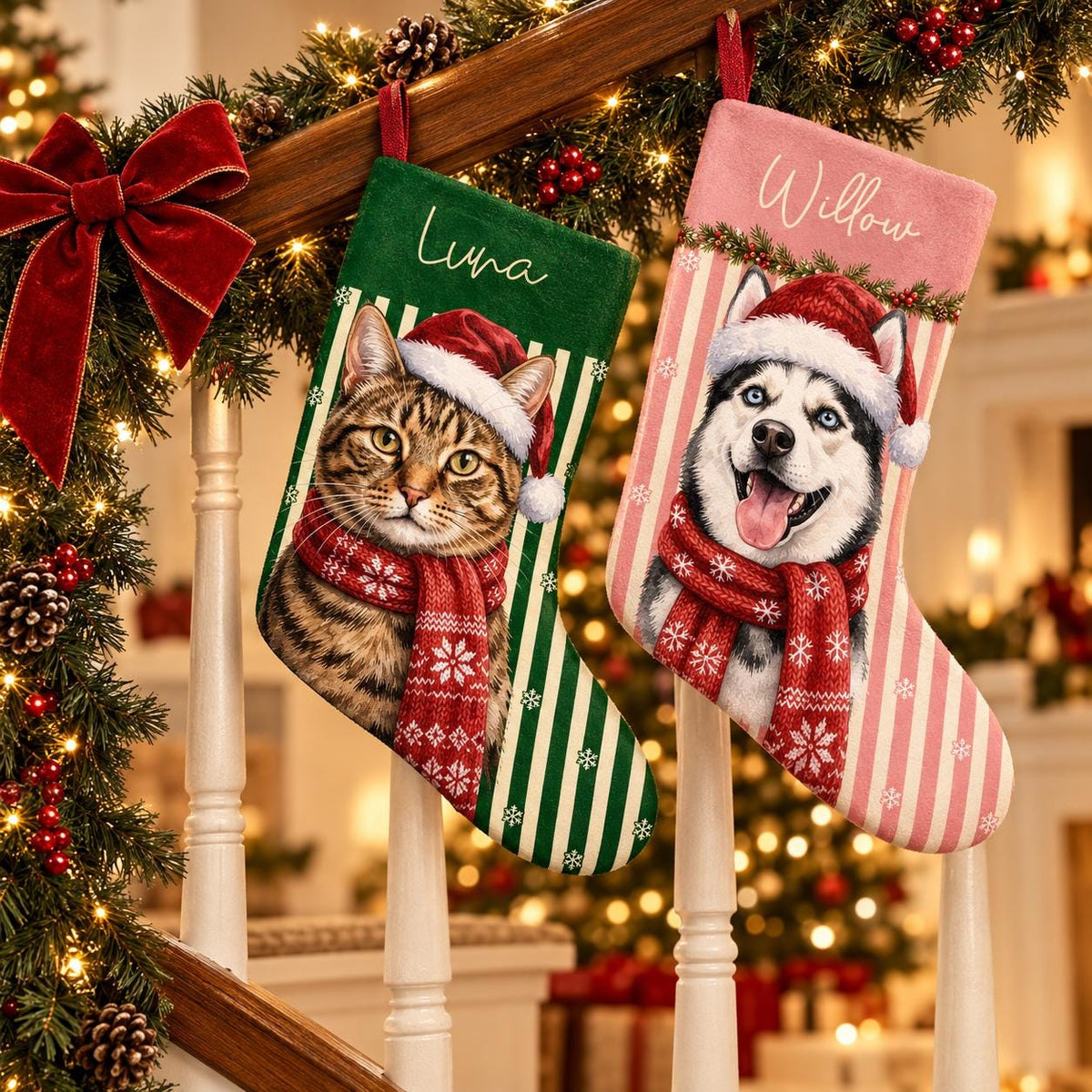 personalized pet christmas stocking, Dog Photo Portrait Stockings