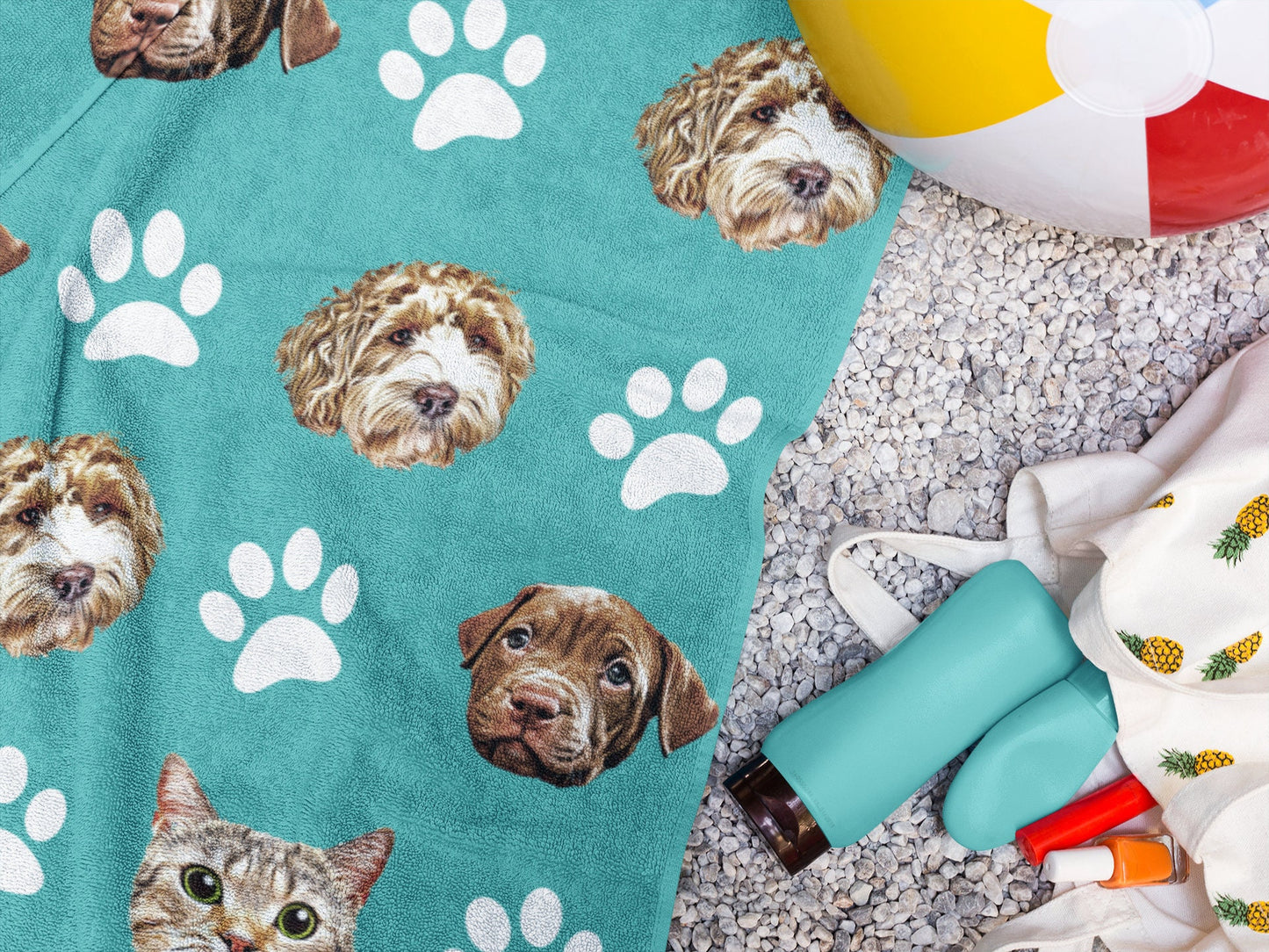 Personalized Pet Beach Towel from photo, Custom Dog Photo Beach Towel, Dog face Pool Towel, Custom Cat Beach Towel, Dog Lover Gift