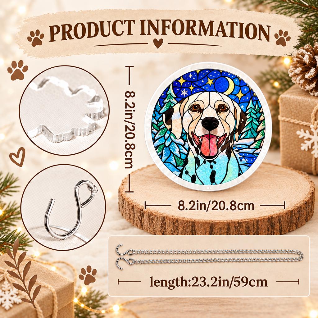 Custom Pet Suncatcher, Acrylic StainedGlass Puzzle Ornament 8.2in