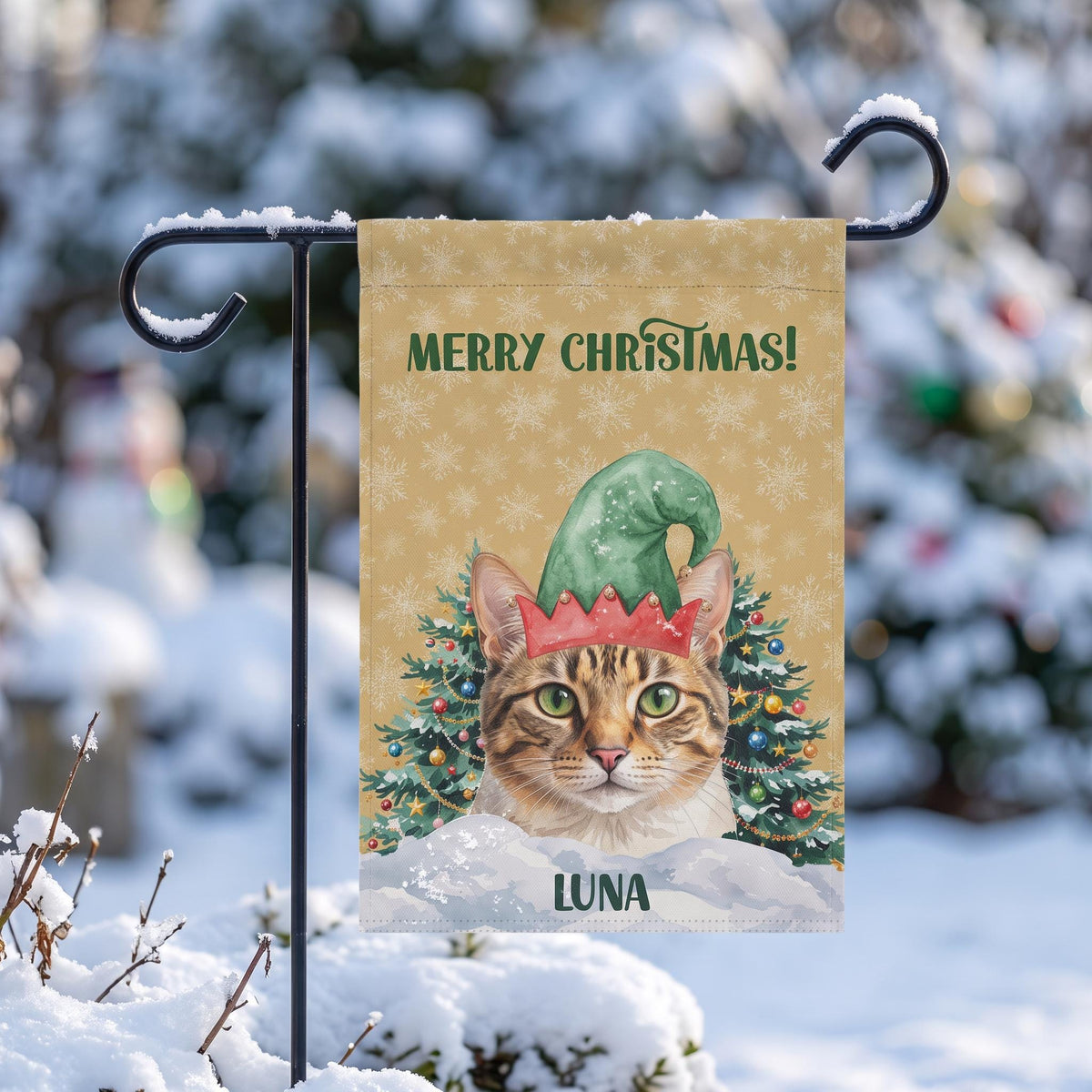 Custom Pet Garden Flag, Watercolor Photo, Double-Sided 12x18 Mini