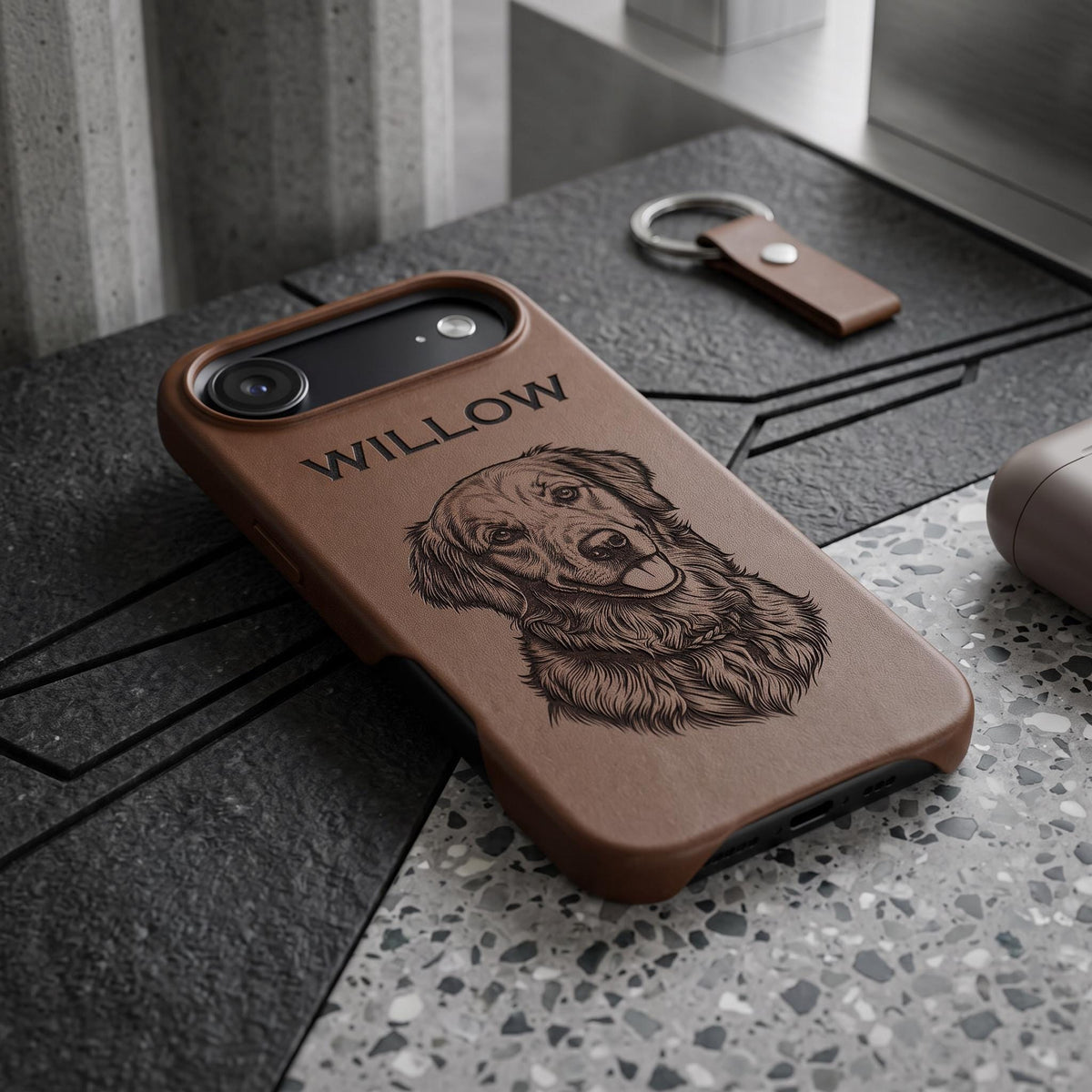 Custom Pet Engraved Phone Case, Personalized Dog Cat Portrait Cover Trendy iPhone case, Custom Pet Phone Case, Pet Loss gifts for dog lovers