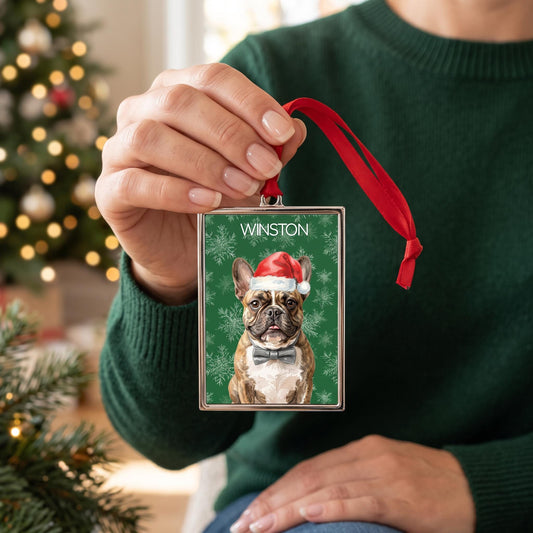 Custom Pet Portrait Ornament, Watercolor Memorial Frame Ornaments