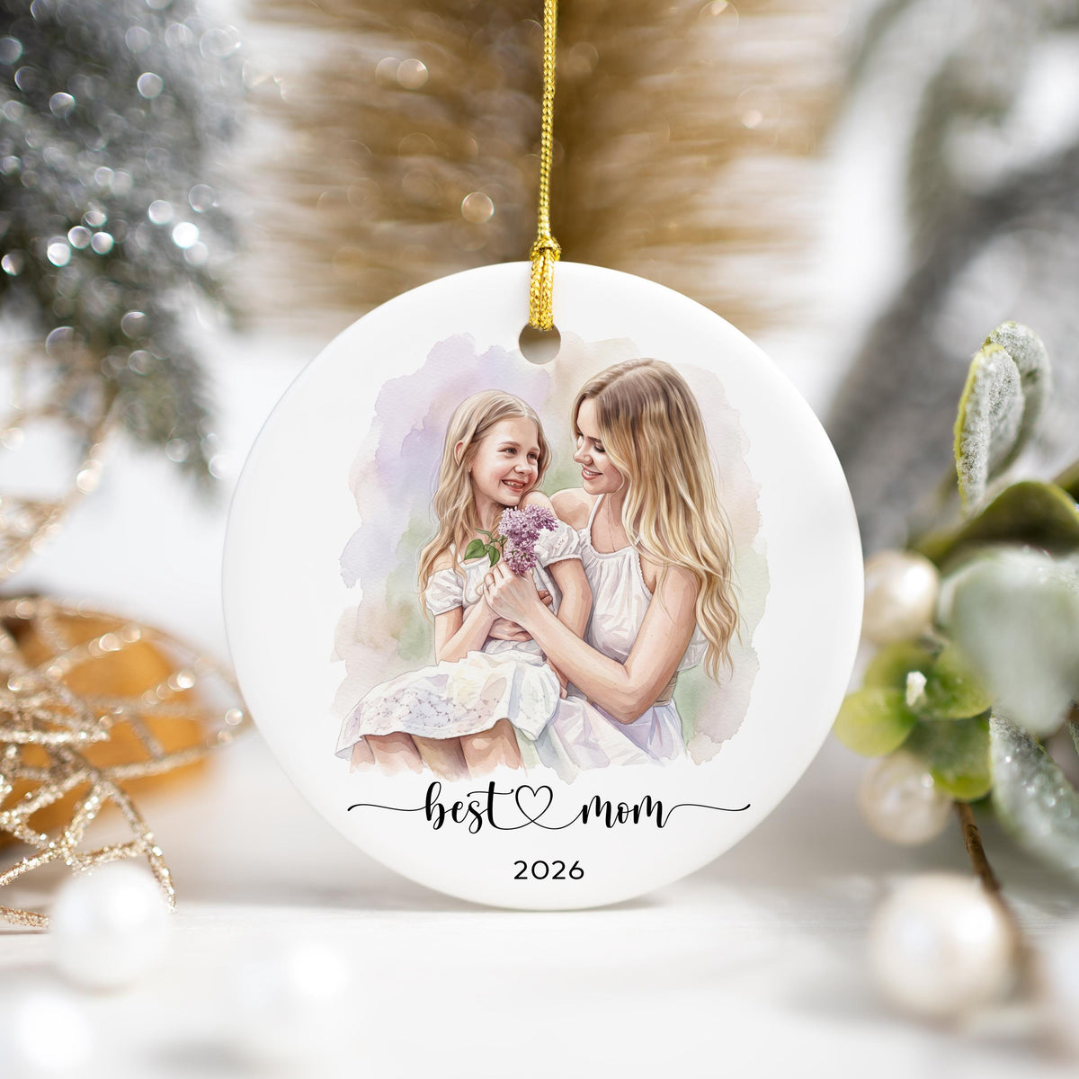 Custom Pet Memorial Ornament', Photo Watercolor Crystal & Ceramic