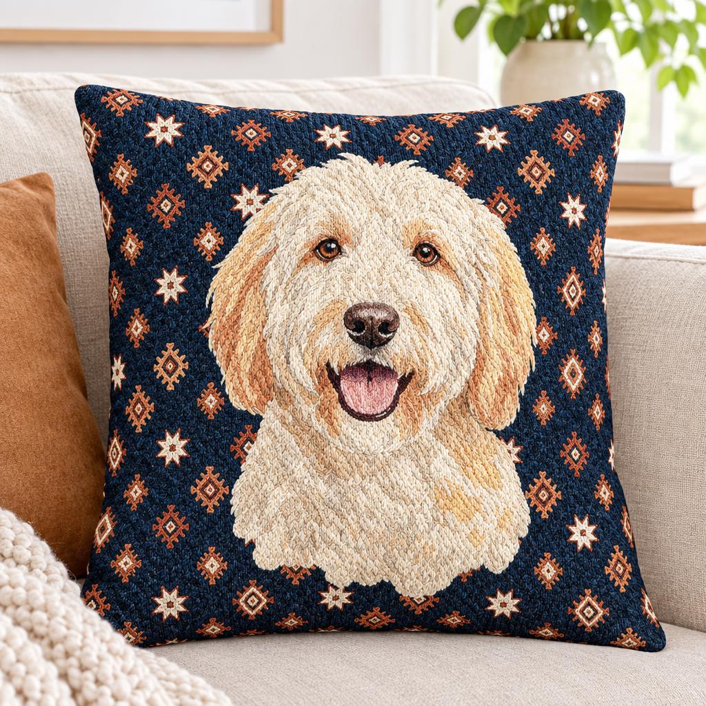 custom pet photo pillow, Woven Dog Portrait 17x18 Premium Cushion