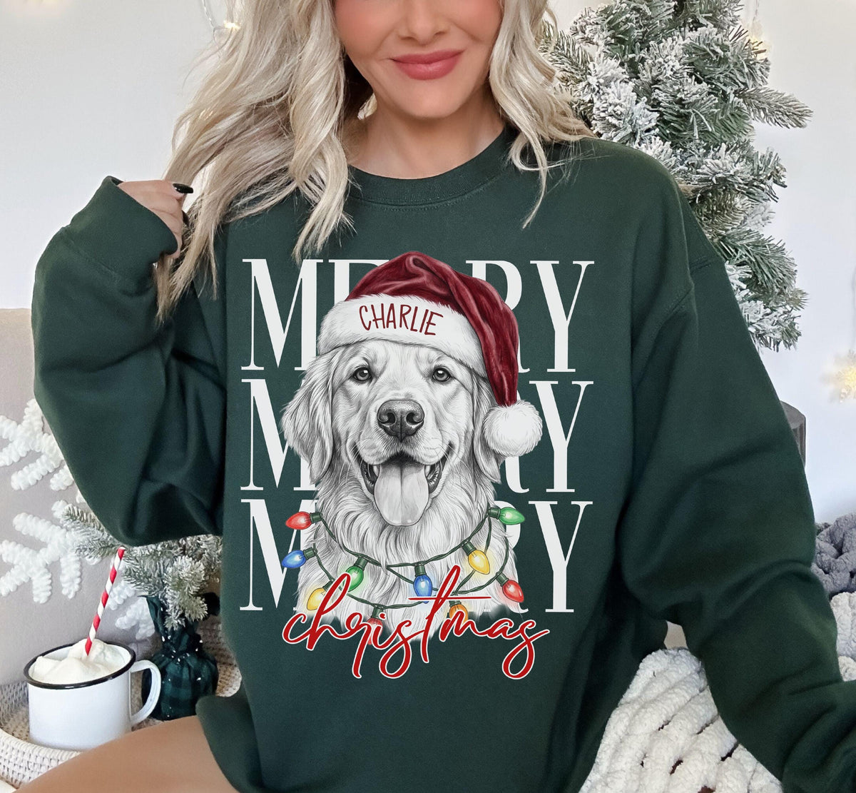 Custom Pet Christmas Sweatshirt', Personalized Photo Pet Portrait
