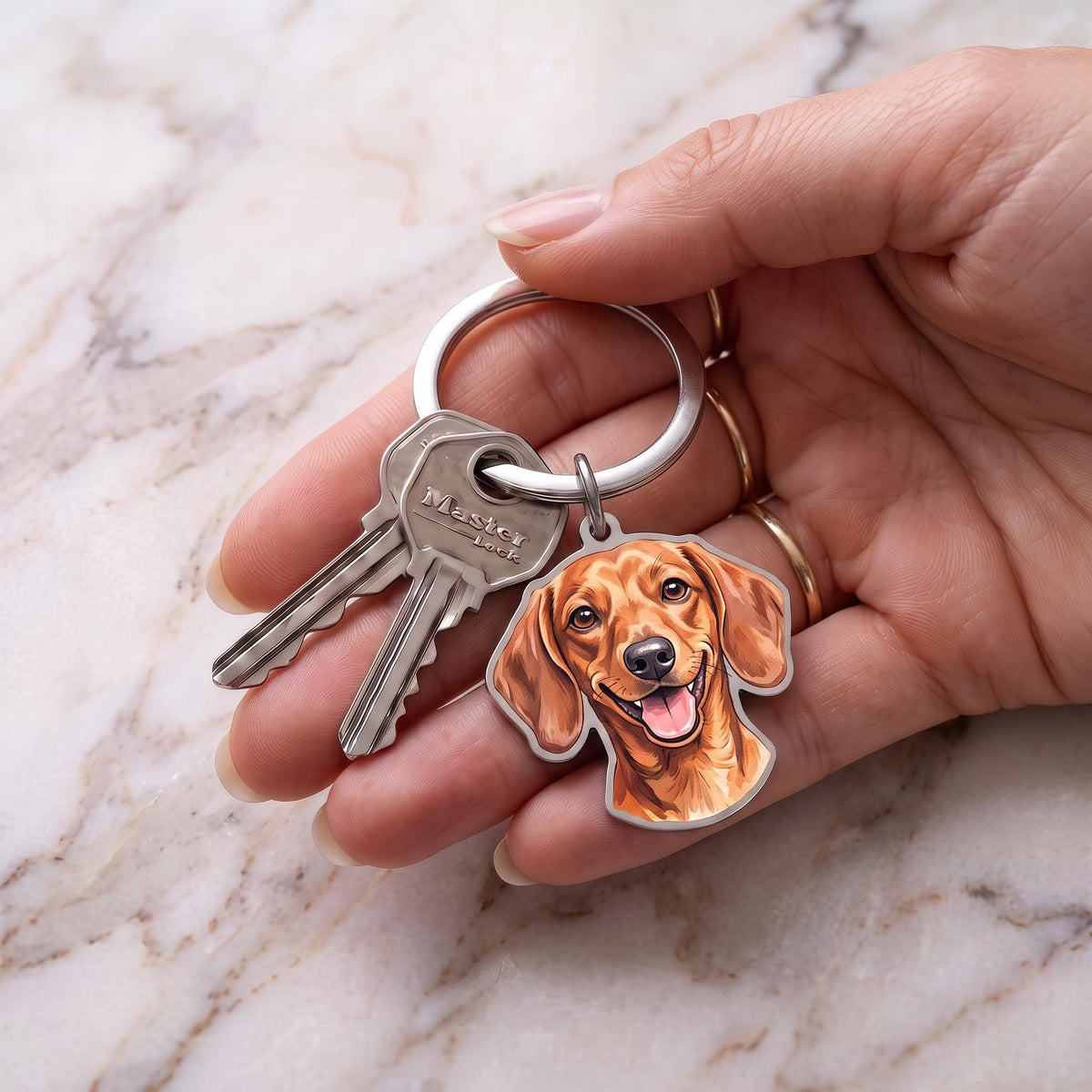 Custom Pet Keychain, Stainless Steel 1" Photo Custom-Cut Keyrings