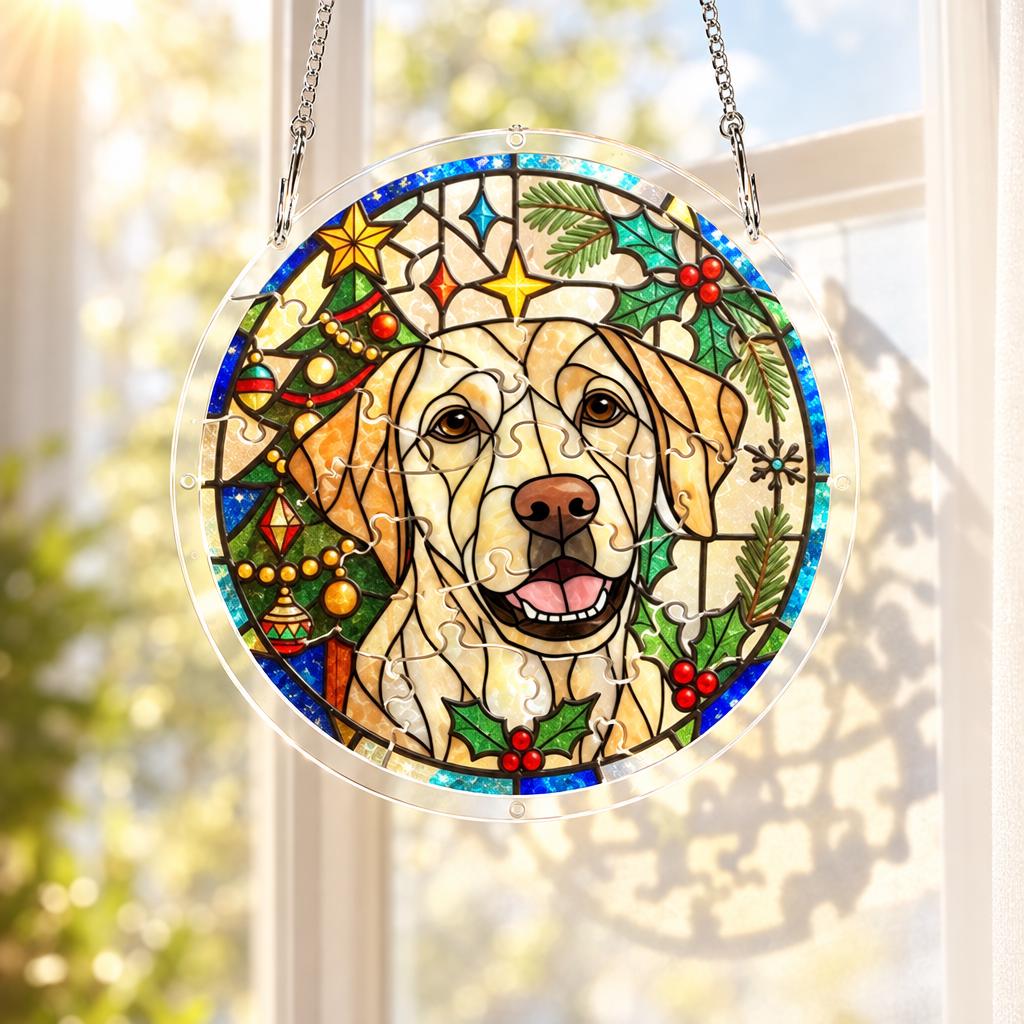 Custom Pet Suncatcher, Acrylic StainedGlass Puzzle Ornament 8.2in