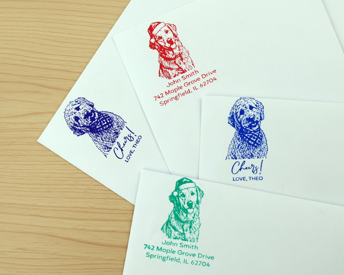 Custom Pet Stamp, Personalized Dog Face Stamp With Ink Pad 2"x2".