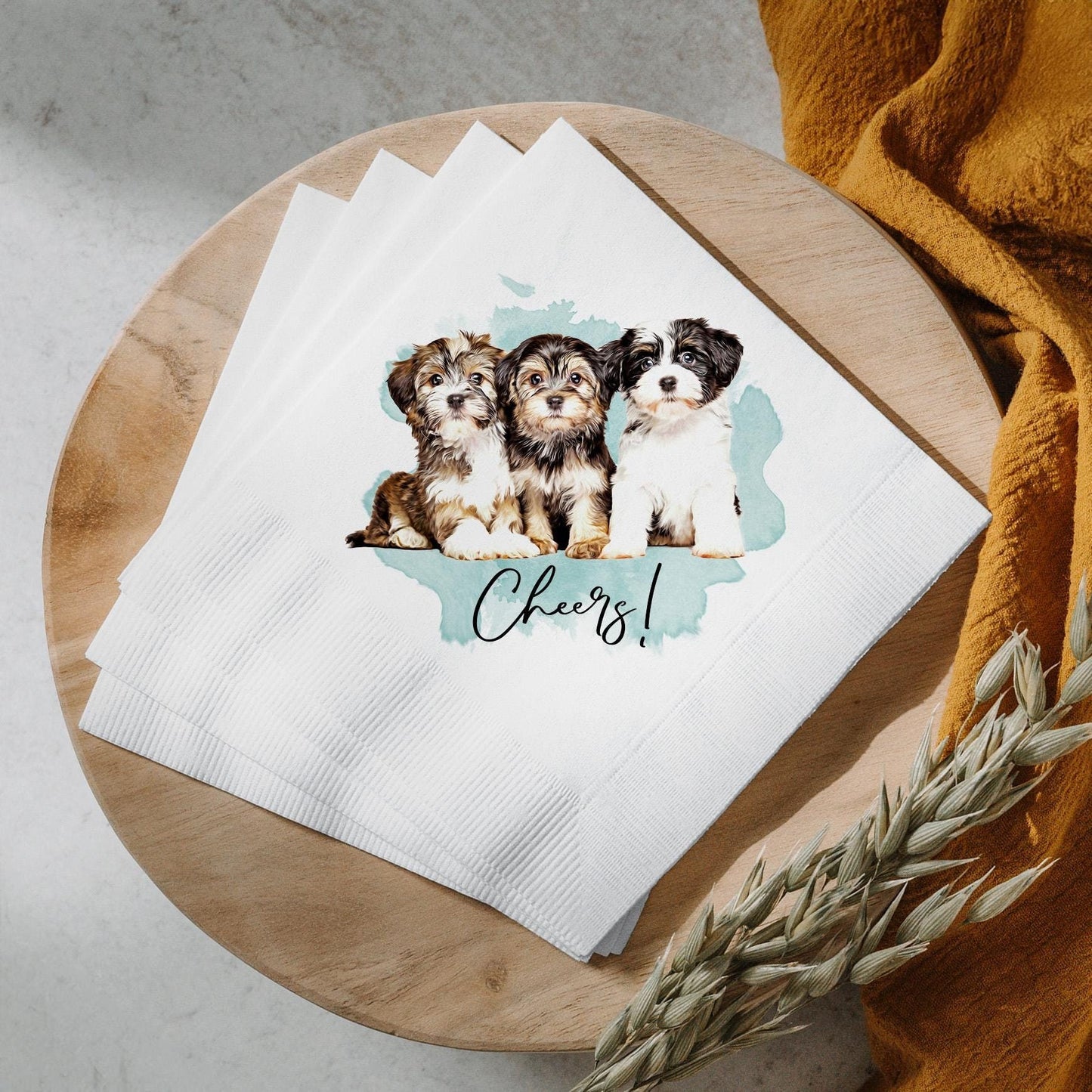Custom Pet Cocktail Napkins watercolor