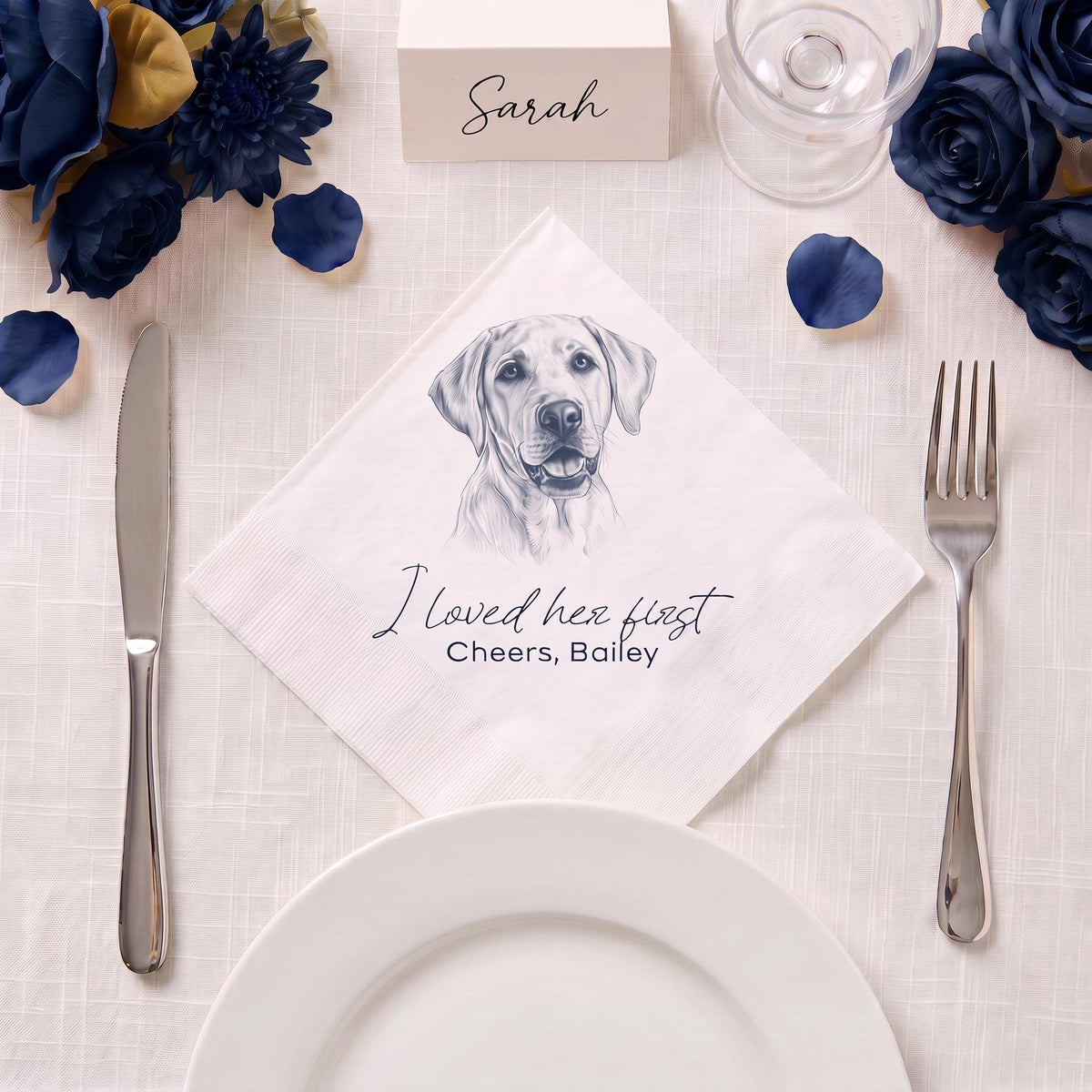 Custom pet cocktail napkins' Dog Sketch Napkins Wedding Bar Favors