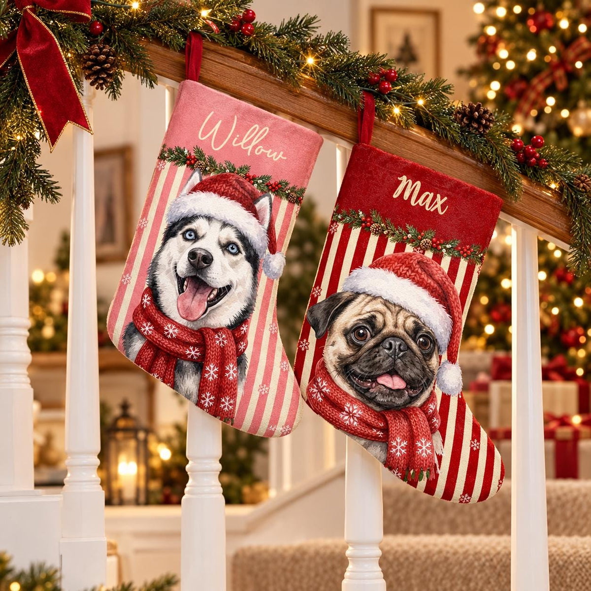 personalized pet christmas stocking, Dog Photo Portrait Stockings