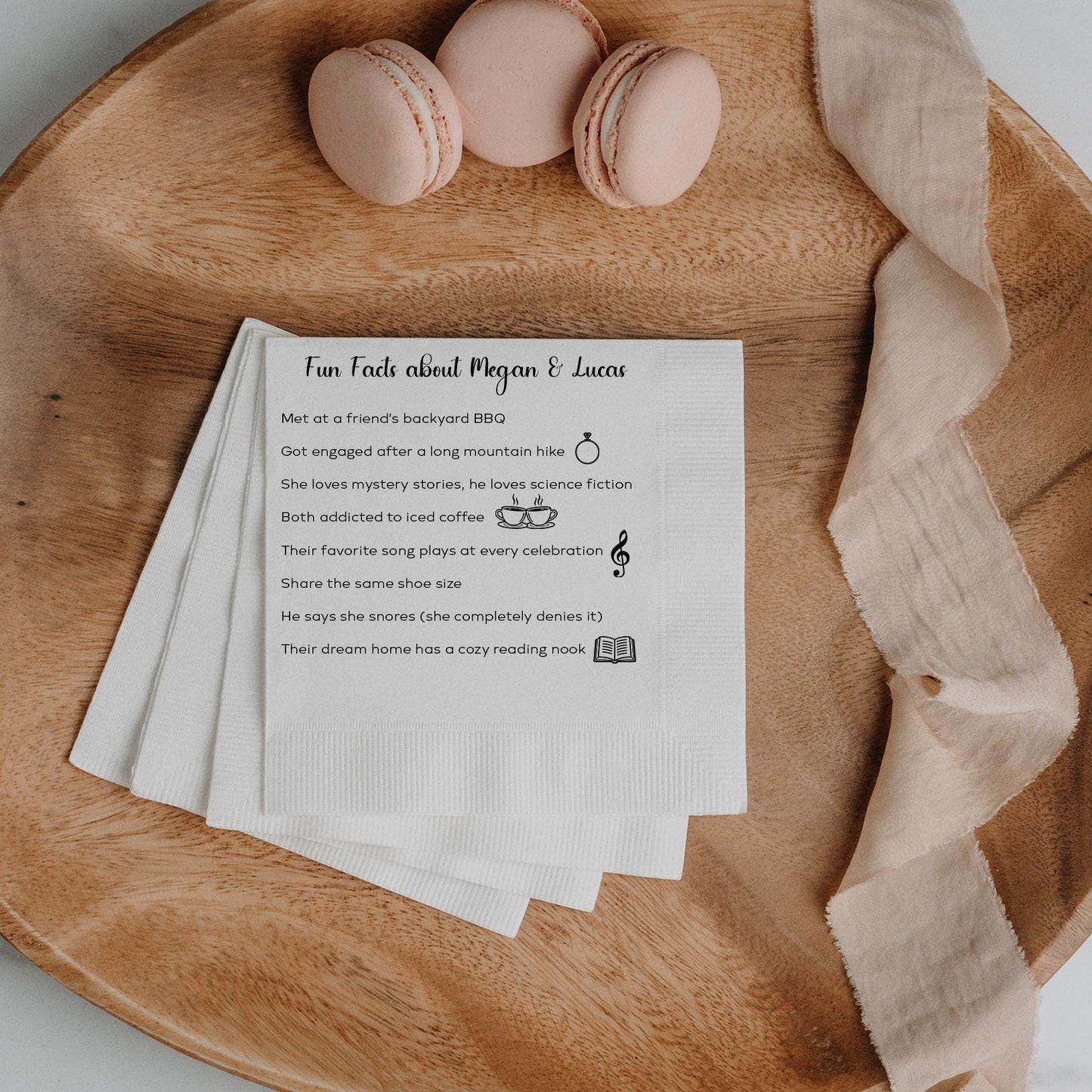 Trivia Fun Facts Custom Bar Napkins for Wedding, Birthdays, Party