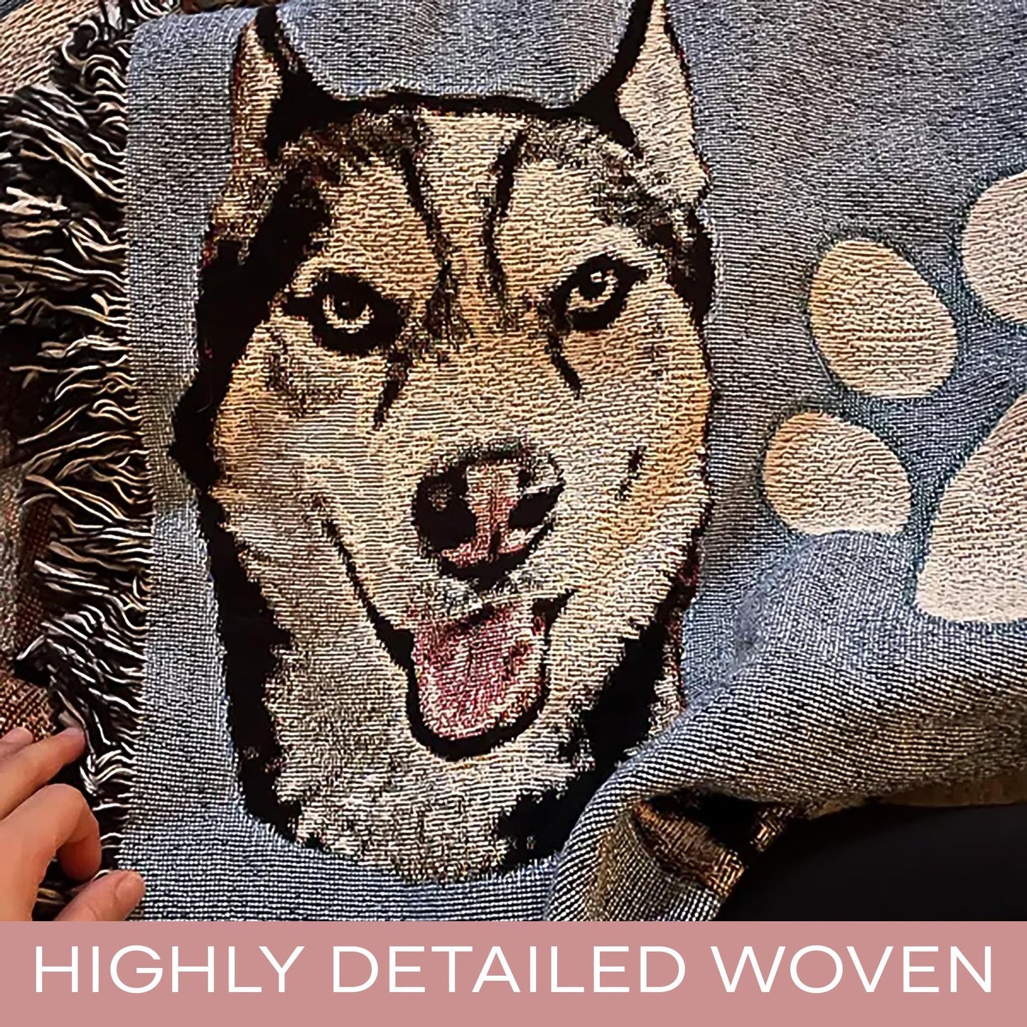 Personalized Pet Tapestry Woven Cotton Throw Blanket
