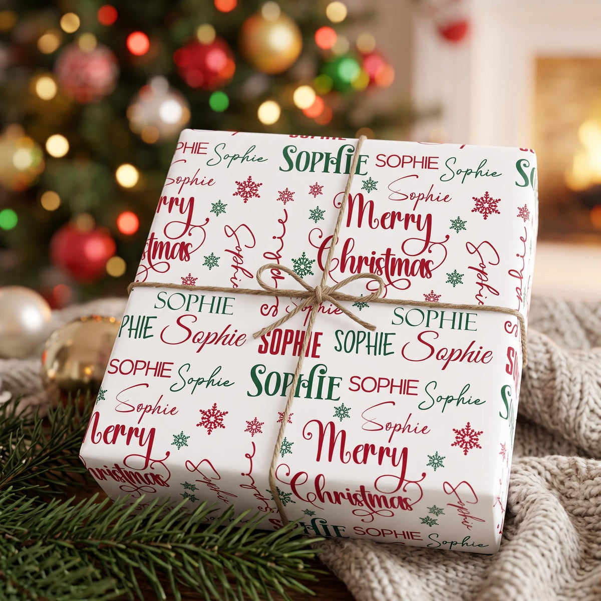 Personalized Wrapping Paper, Collage Name Custom Gift Wrap 30x36.