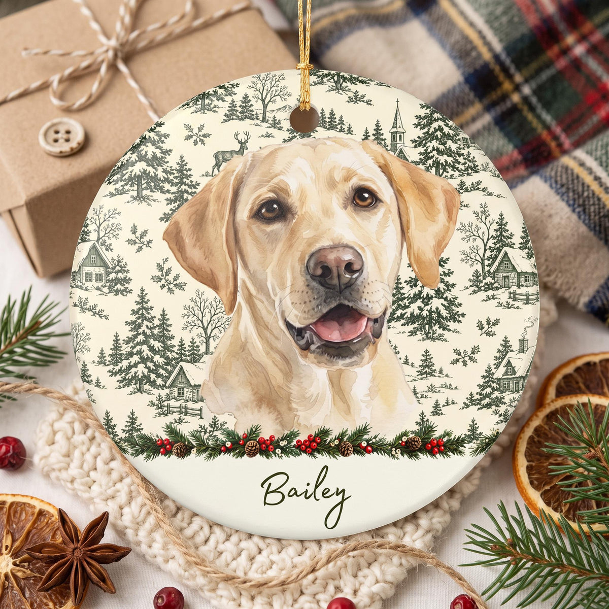 Custom Pet Photo Ornament, Personalized Ceramic Dog Cat Keepsakes