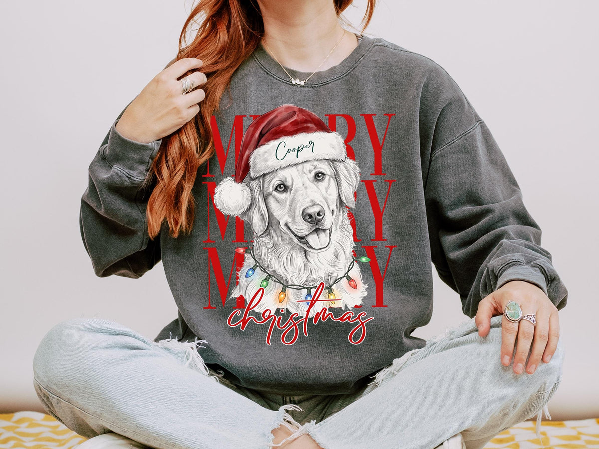 Custom Pet Christmas Sweatshirt', Personalized Photo Pet Portrait