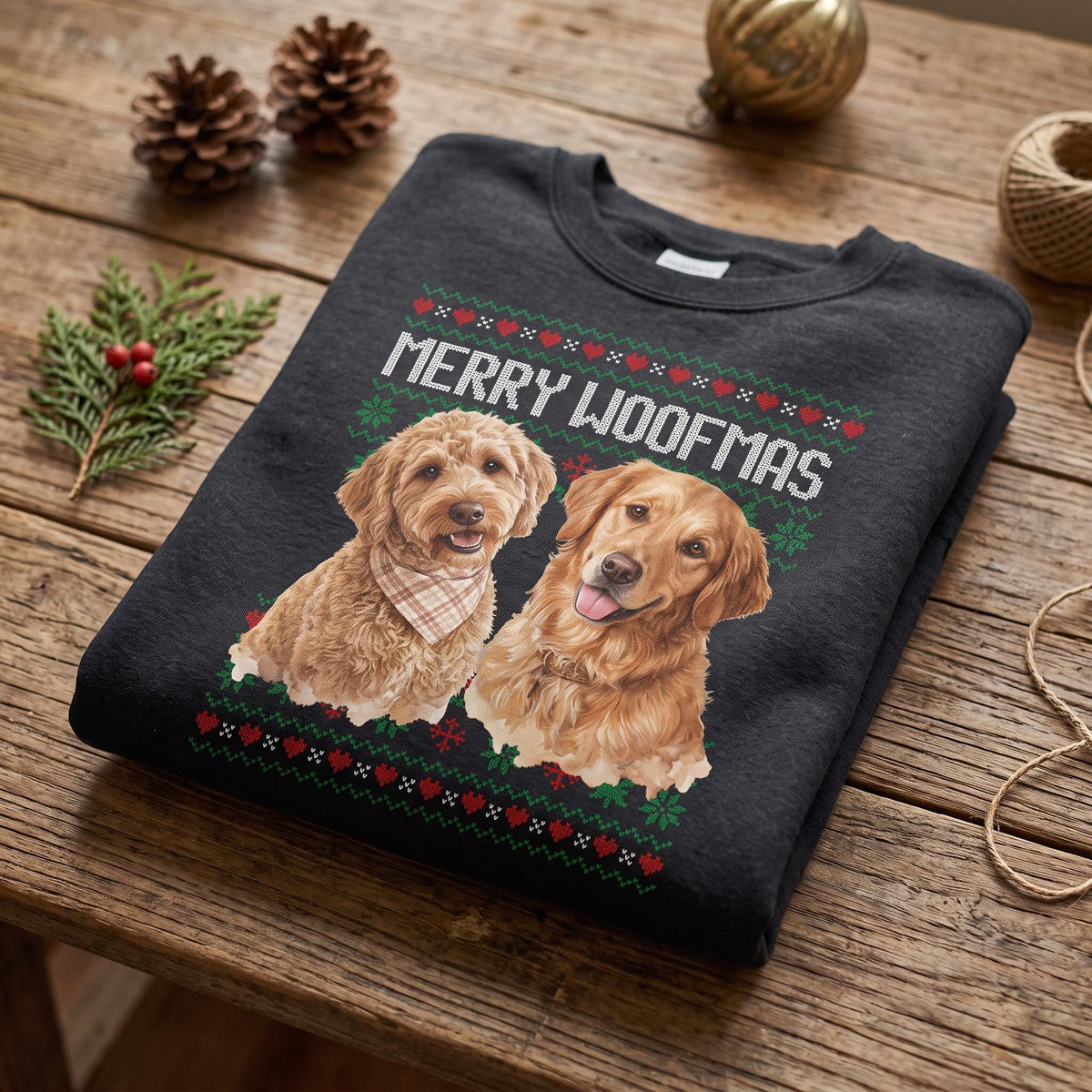 Custom Dog Christmas Sweater, Merry Woofmas Dog Photo Sweatshirt L