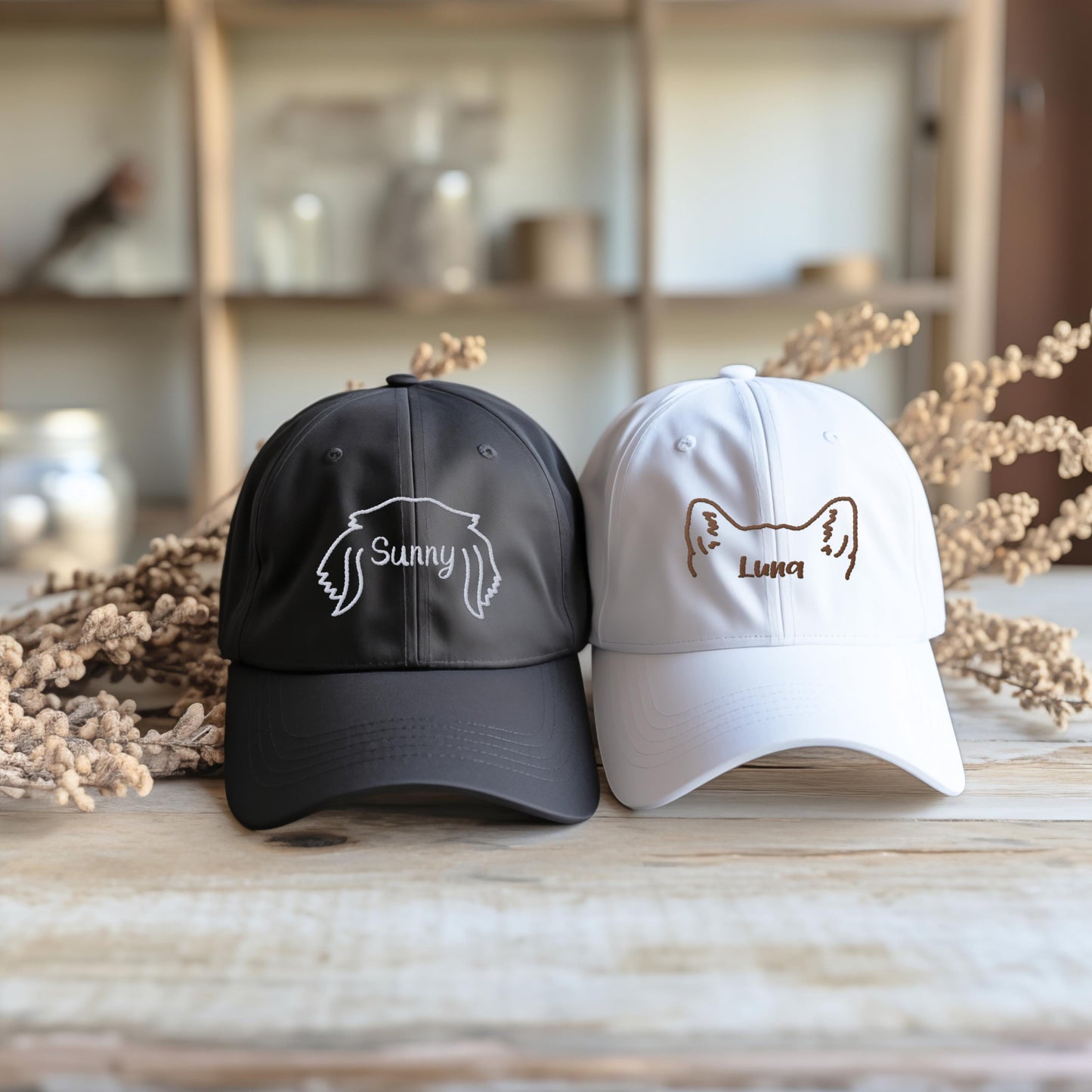 Custom EMBROIDERED Dog Ears Outline hat + Name
