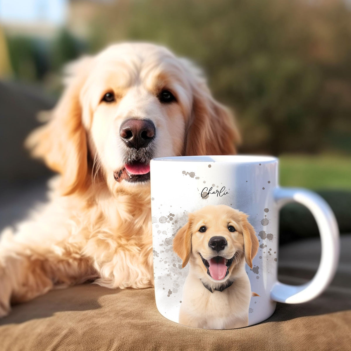 Custom Pet Portrait Mug, Watercolor Dog, 15oz XL Ceramic Mug Gift