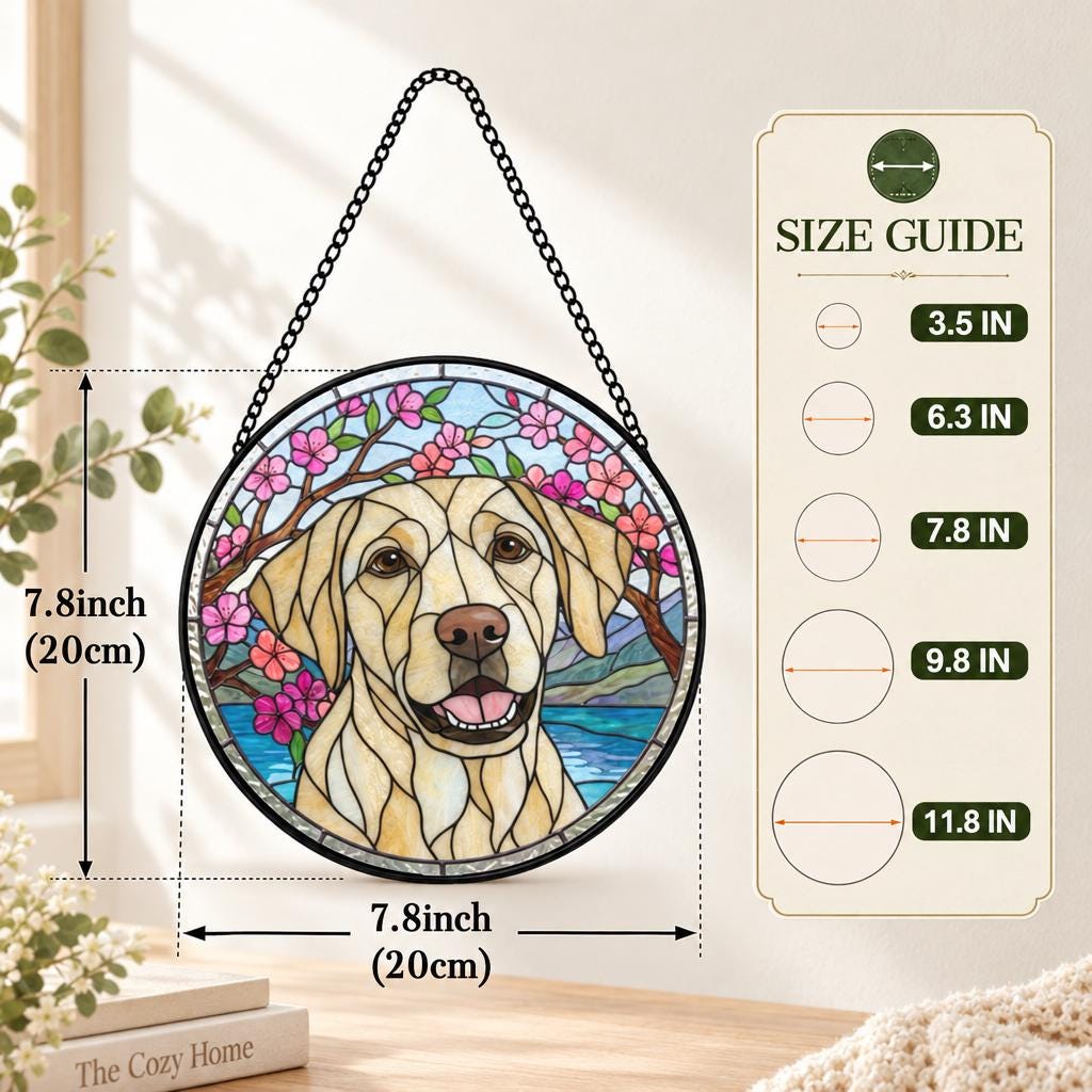 Custom Pet Portrait Suncatcher, Personalized Stained Glass 7.8In!