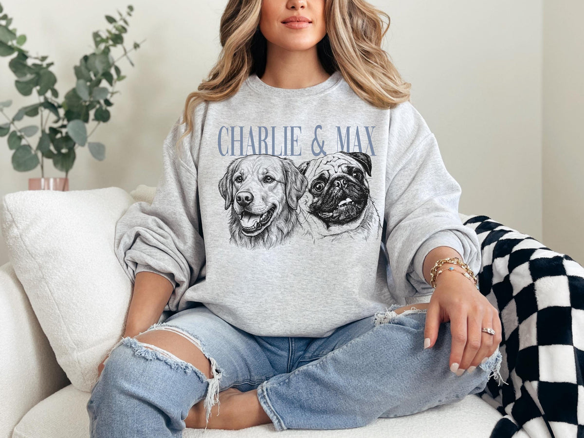 Custom Pet Sweatshirt, Retro Photo Crewneck For Dog Moms And Dads