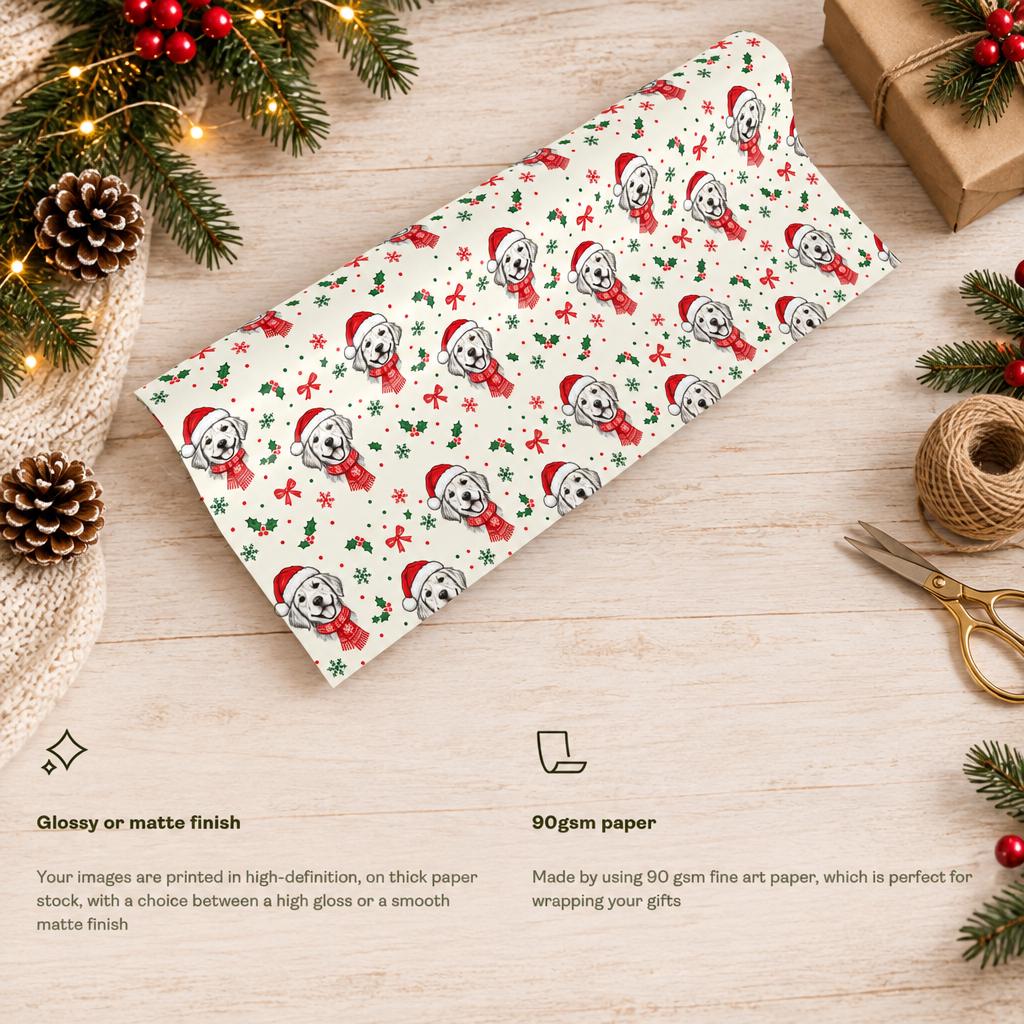Custom Pet Wrapping Paper, Personalized Dog & Cat Christmas 30x72
