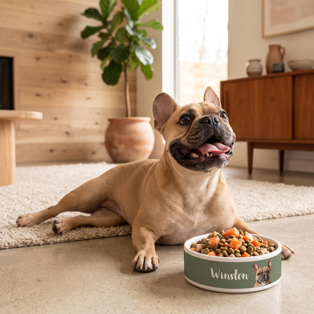 Custom Pet Bowl Photo, Ceramic 16oz Personalized Water Bowl Dish.